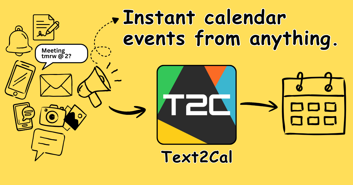 Text2Cal - Your AI Calendar Assistant - Main product screenshot demonstrating key features and user interface