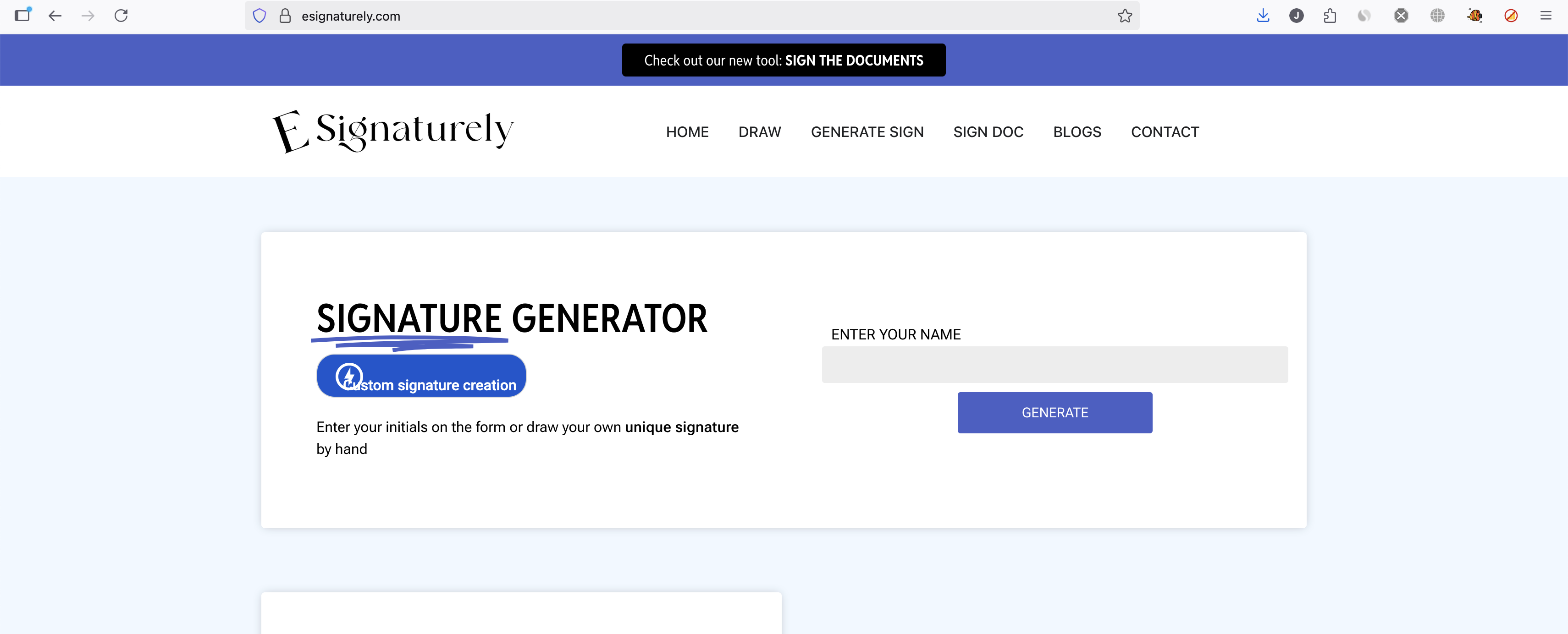 Esignaturely - Main screenshot showing features and interface