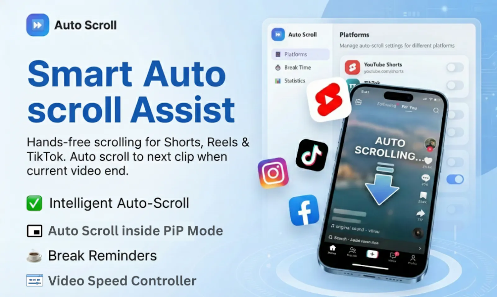 Auto Scroll & PiP: Reels, Shorts, TikTok screenshot 2