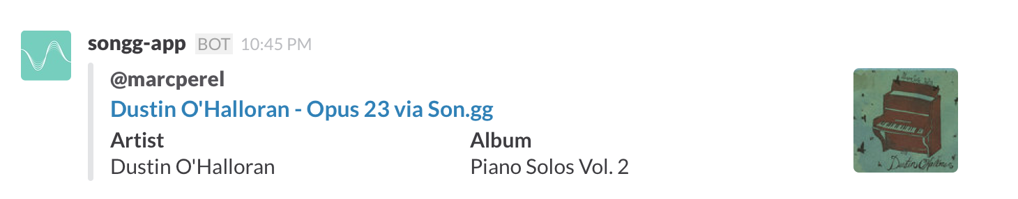 Music Sharing on Slack using Son.gg gallery image