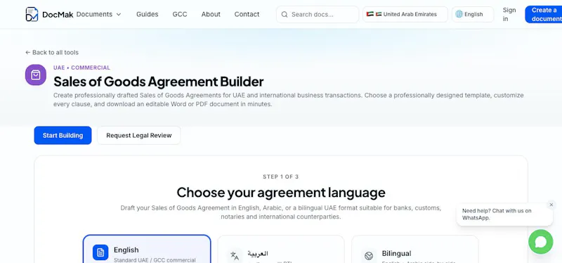 DocMak Sales of Goods Agreement Maker screenshot 1