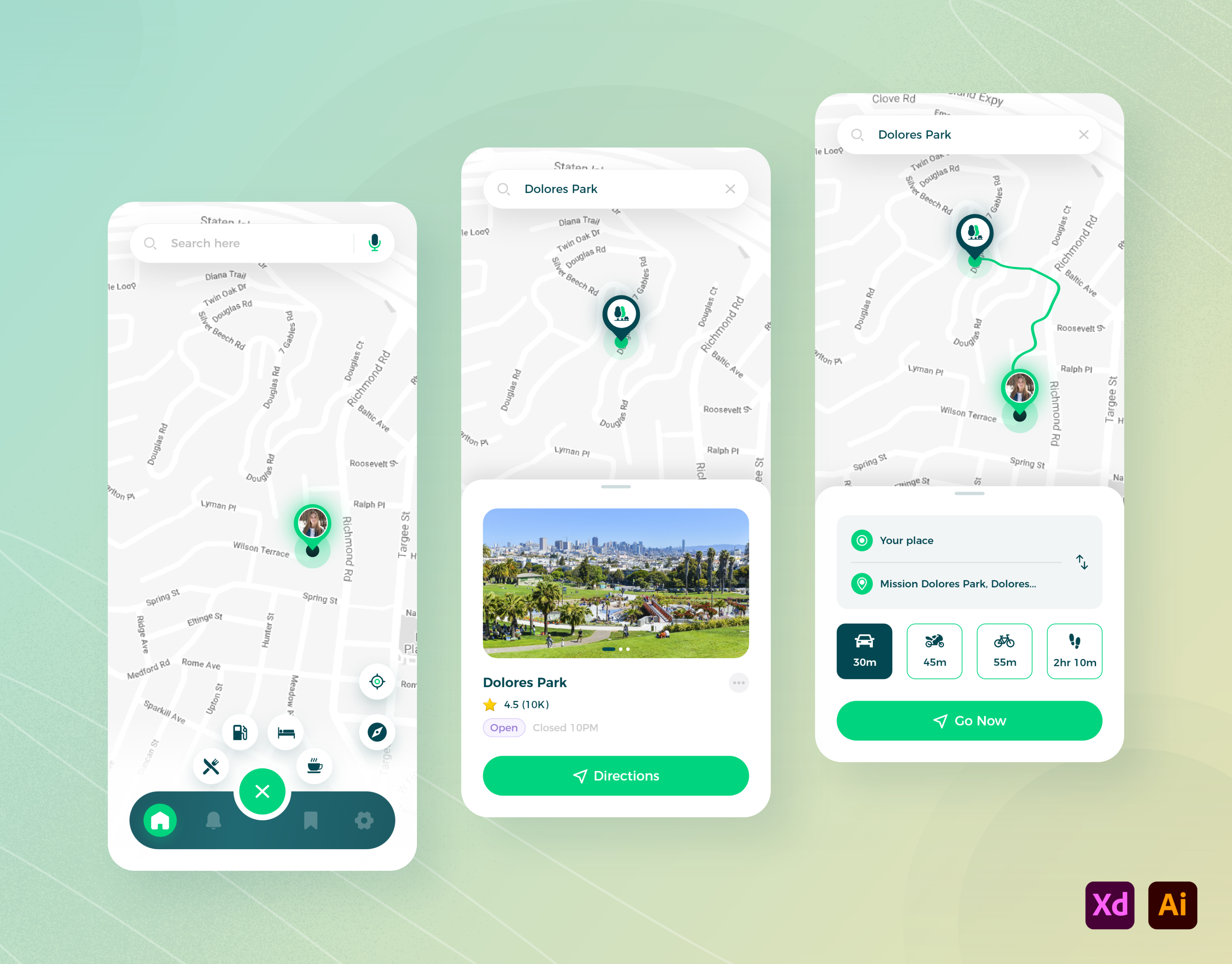 Kaart- en navigatie -app UI Kit - Onze onlangs ontworpen kaartnavigatie -app media 1