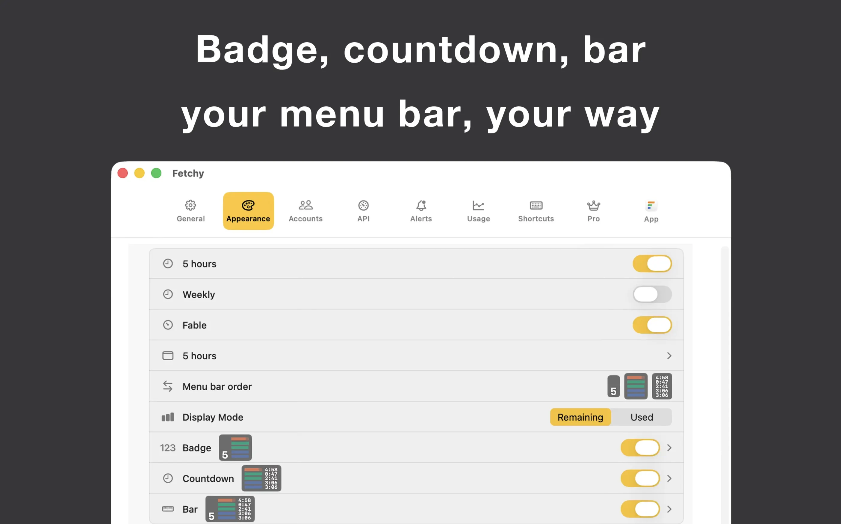 Fetchy: AI Usage Menu Bar gallery image