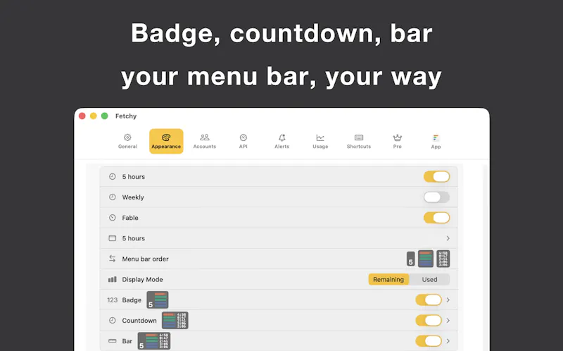 Fetchy: AI Usage Menu Bar screenshot 4