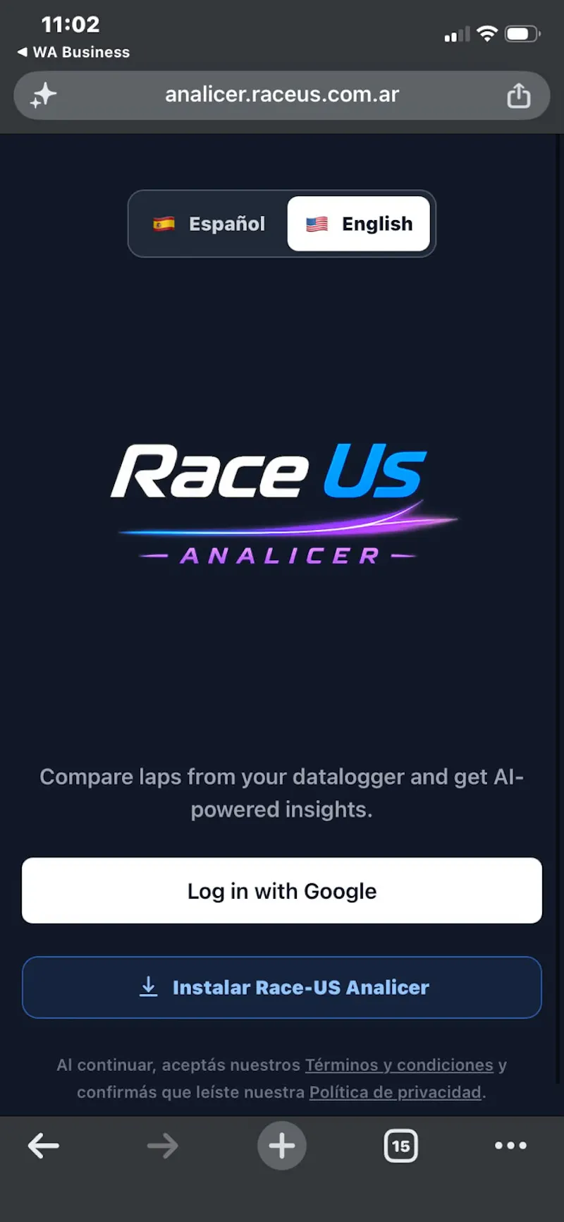 IngresarRace-US Analicer screenshot 1