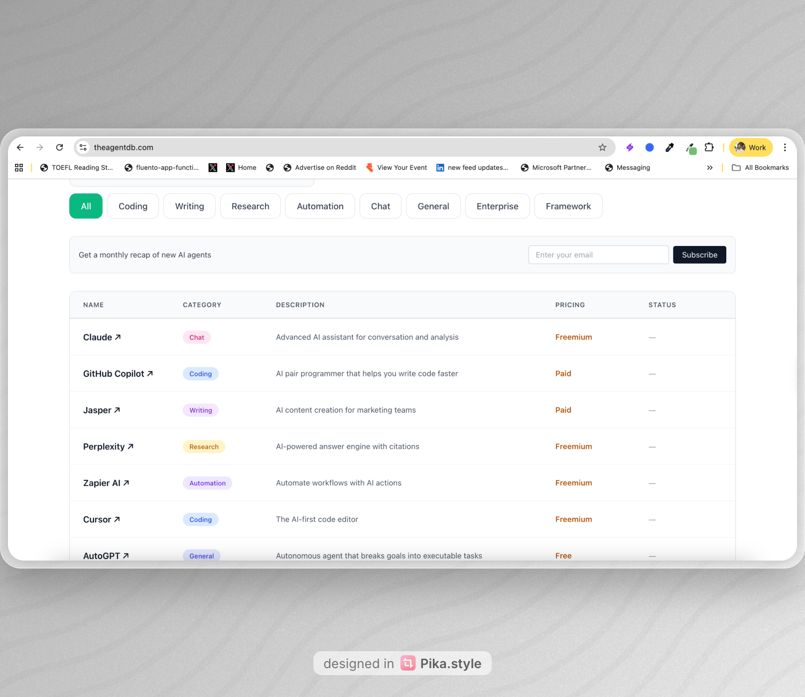 A simple AI agent DB gallery image