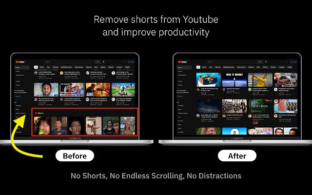 Média Retirer les shorts de YouTube - Extension de productivité pour masquer le short sur YouTube. 1