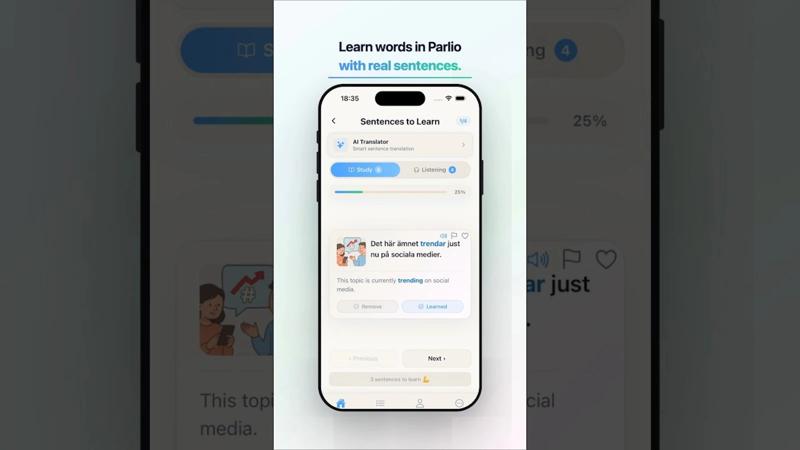 Parlio —Turn your sentences into lang. screenshot 1 (video preview)
