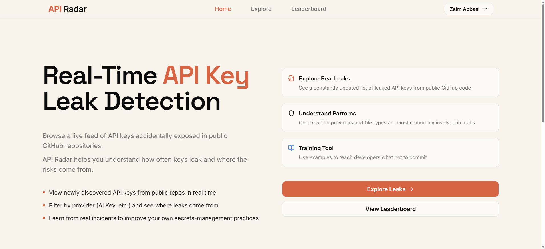 API Radar – Live Feed of Leaked API Keys gallery image