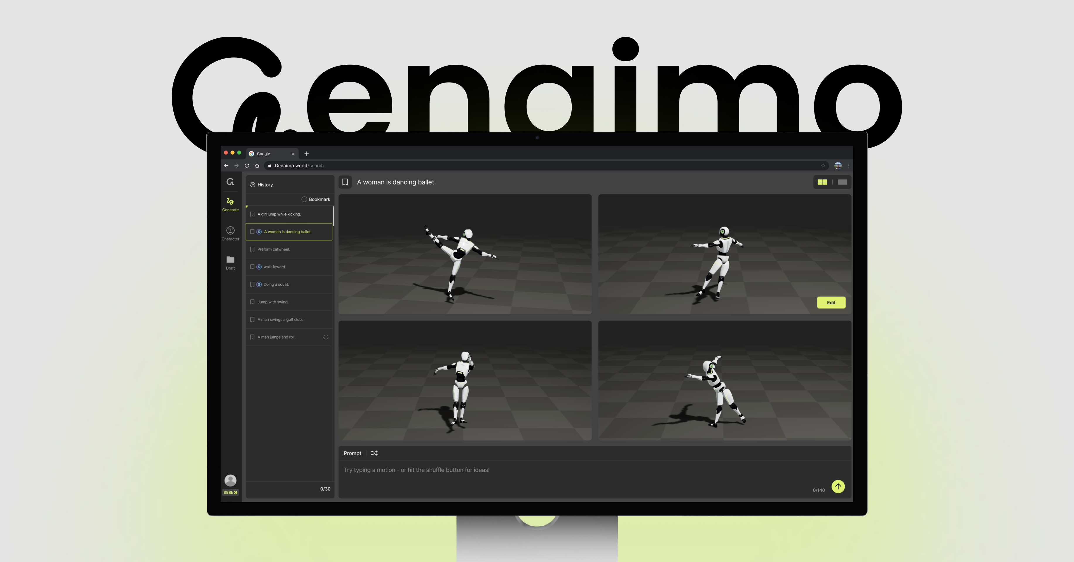 Genaimo - 通過一個提示將您的3D角色栩栩如生 media 1