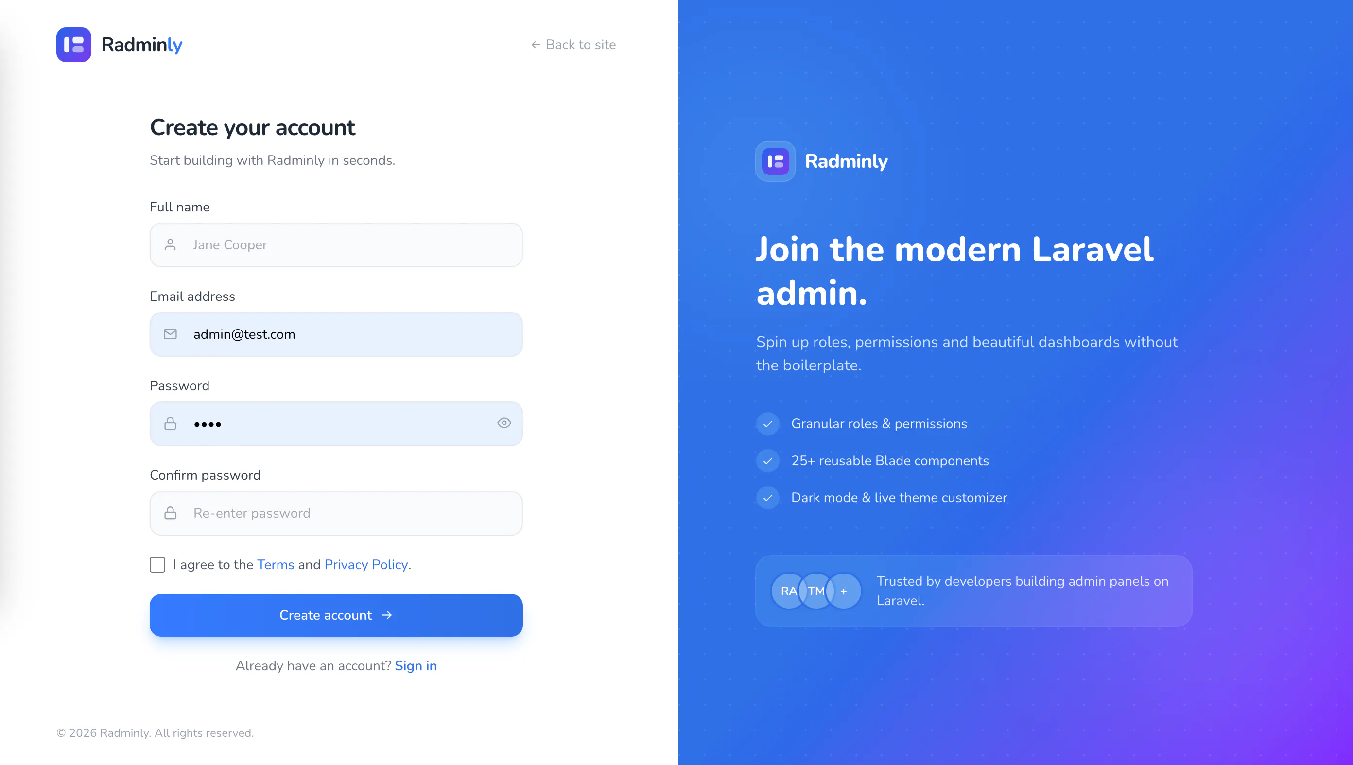 Radminly - Laravel Dashboard Starter gallery image