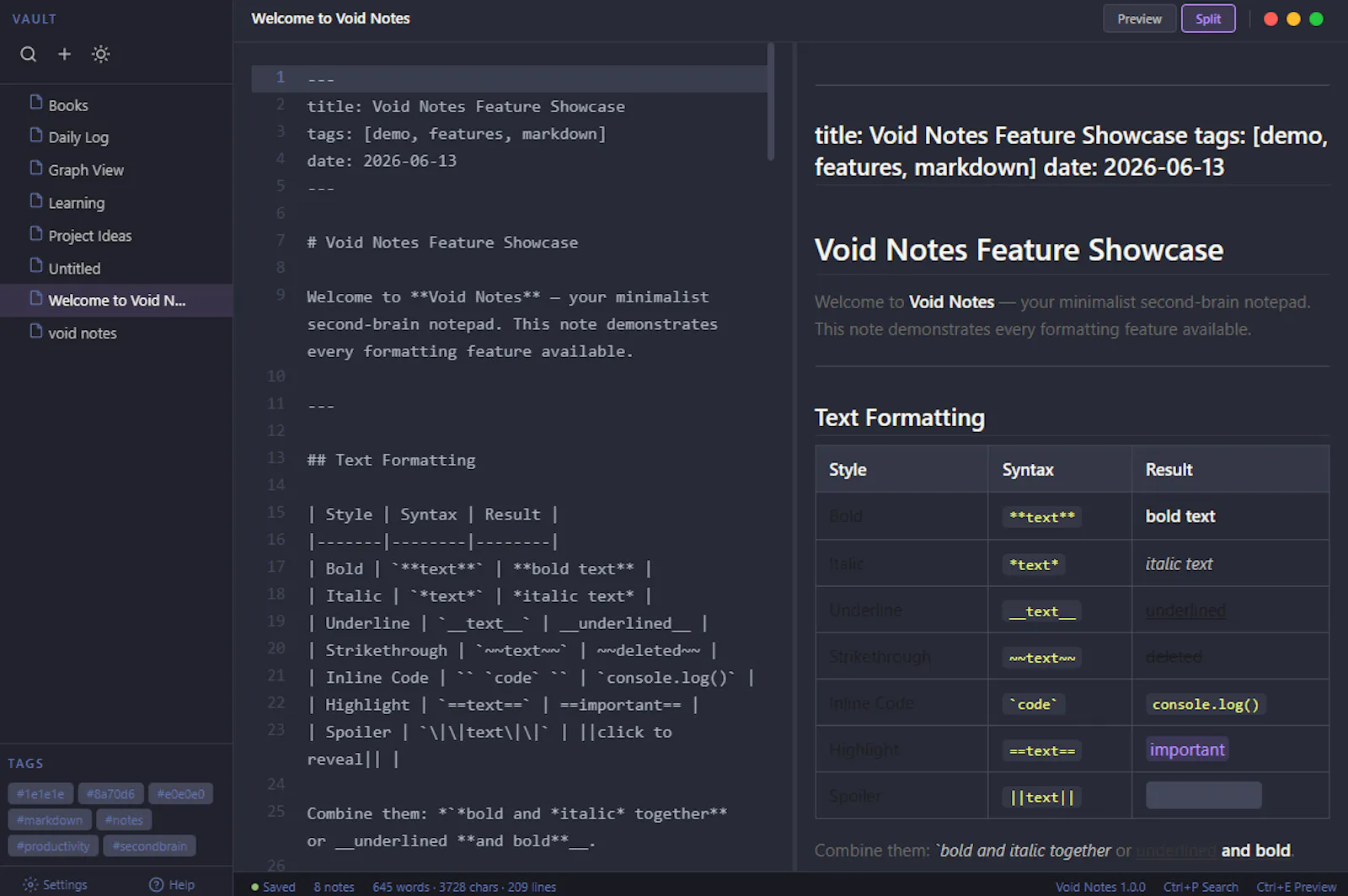 Void Notes — Minimalist Markdown Notepad screenshot 2