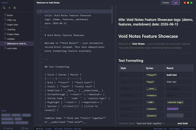 Void Notes — Minimalist Markdown Notepad screenshot 2