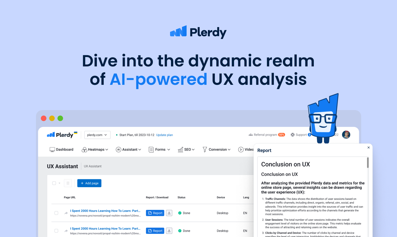 startuptile Plerdy AI UX Assistant-AI tool for website UX analysis and CR optimization