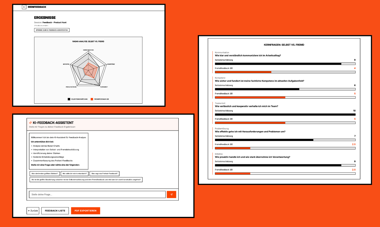 meinfeedback.com – 360° Feedback in 2min - Screenshot 4 showing product features and functionality