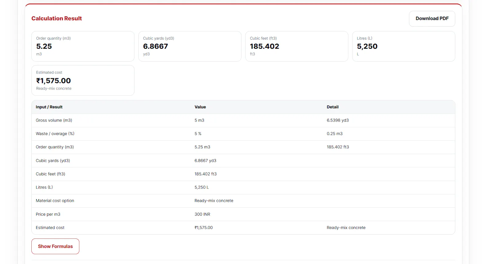 Concrete Calculator - Infontis screenshot 2