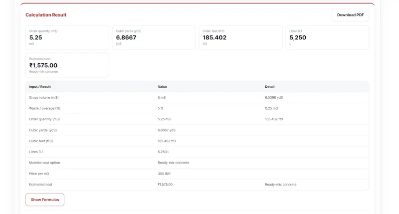 Concrete Calculator - Infontis screenshot 2