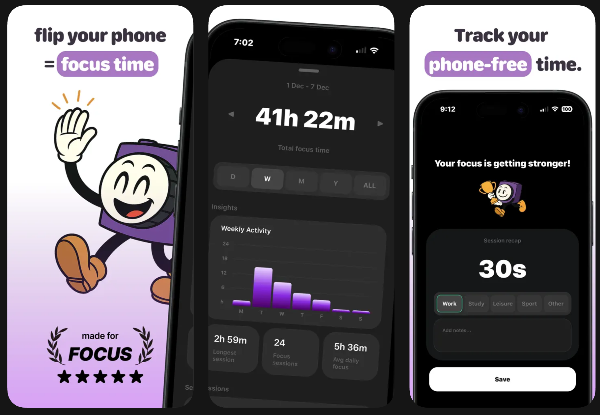 Fliper : Track Your Off Phone Free Time - Main product screenshot demonstrating key features and user interface