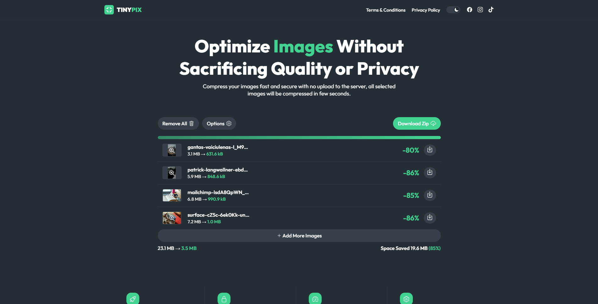 Tinypix - Optimización de imágenes - Comprimir múltiples imágenes sin cargar al servidor. media 1