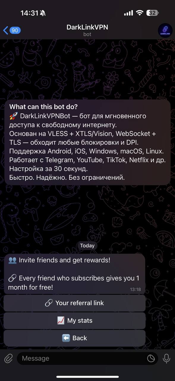 Darklink VPN - VPN Access за один щелчок через Telegram медиа 4