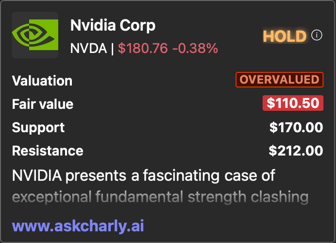 Charly AI – Stock Research Assistant - Screenshot 5 showing product features and functionality