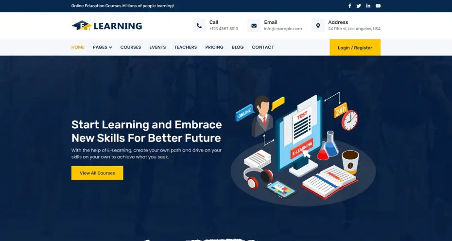 Modelos de sites de e-learning media 3