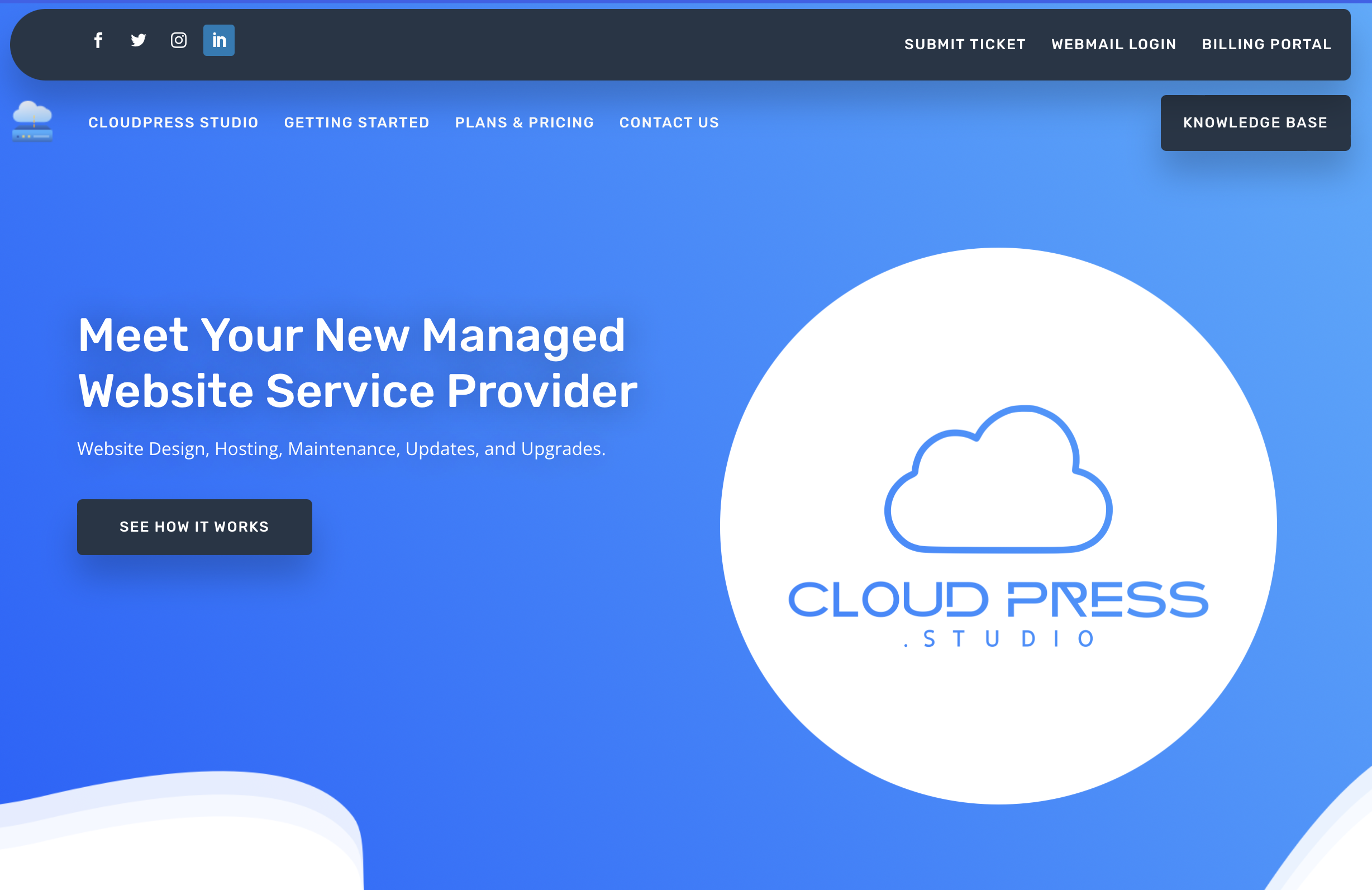Mídia 1 de CloudPress Studio - Serviço de site gerenciado