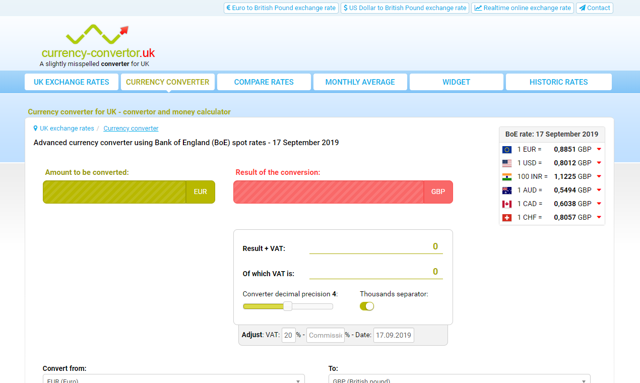 Official exchange rates for UK gallery image