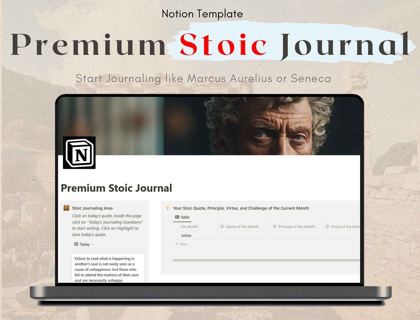 startuptile Premium Stoic Journaling Template-Daily journaling like Marcus Aurelius or Seneca