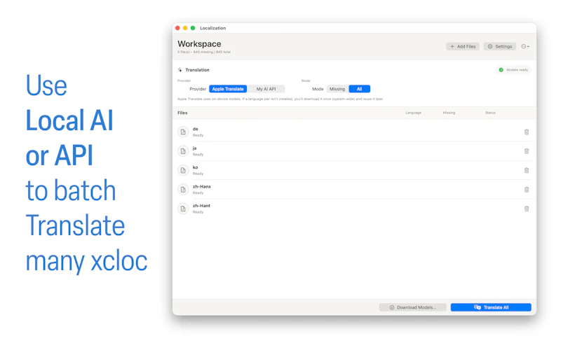Xcode .xcloc local AI localizer screenshot 3