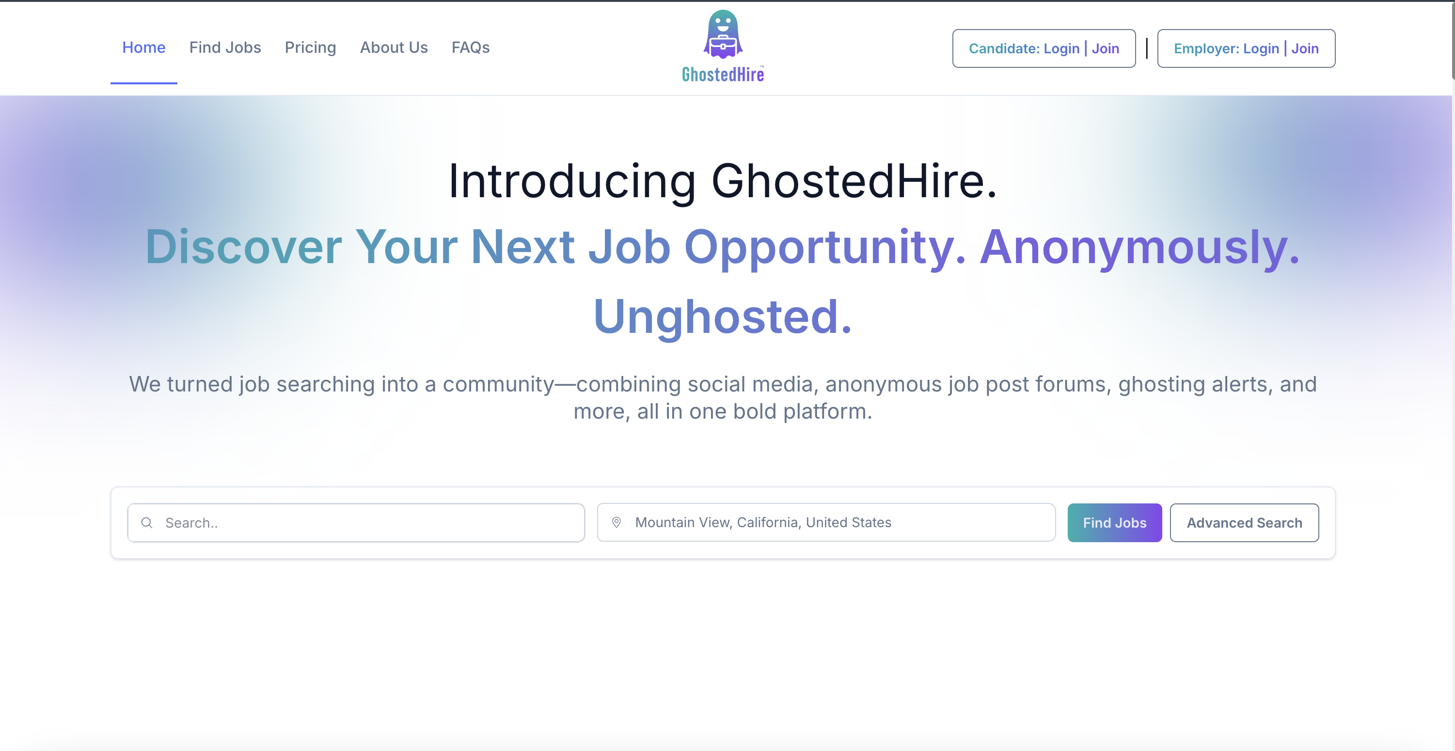 Média Fantôme - Recherche d'emploi et plate-forme de flux social avec des forums anonymes. 3