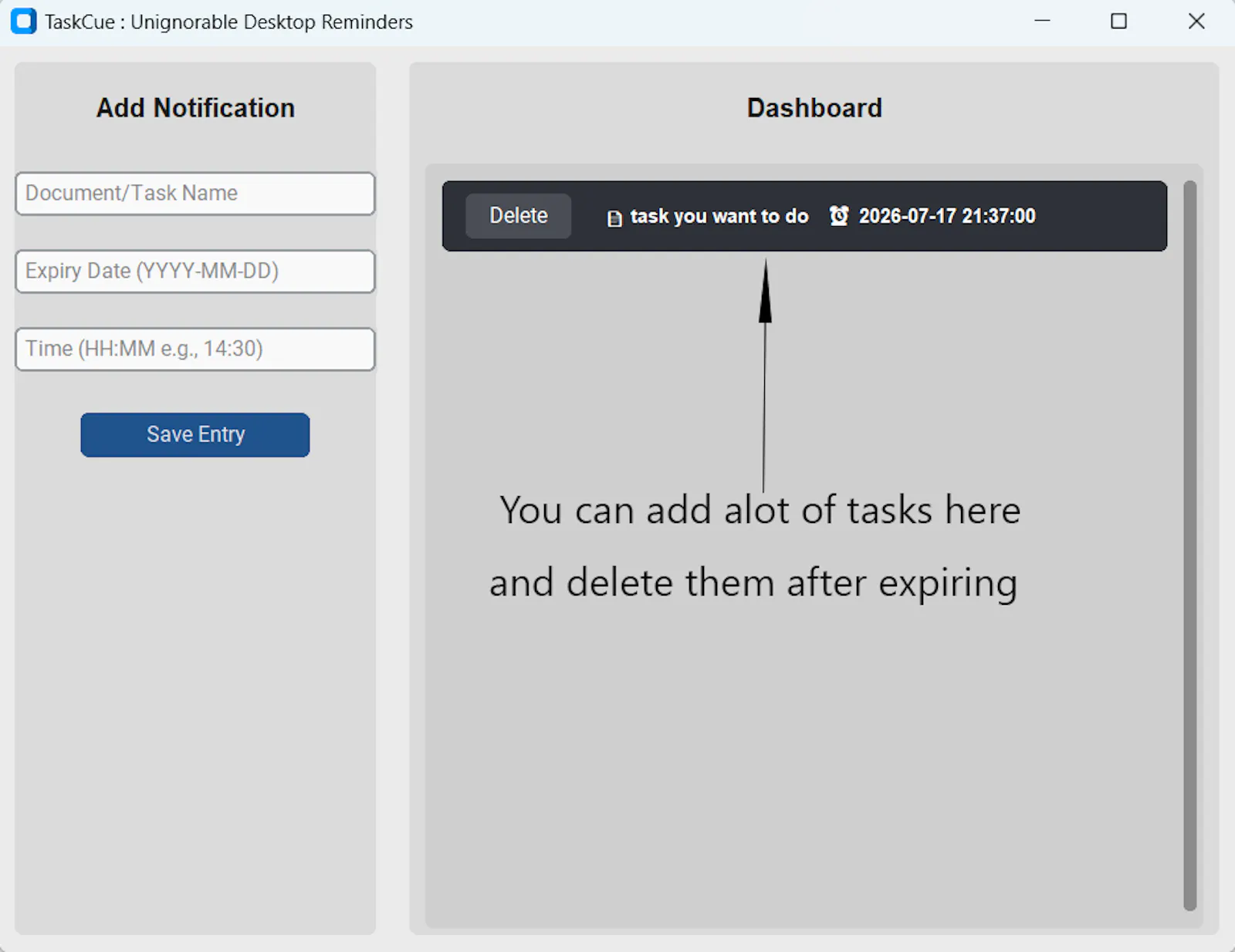 TaskCue: Unignorable Desktop Reminders screenshot 4