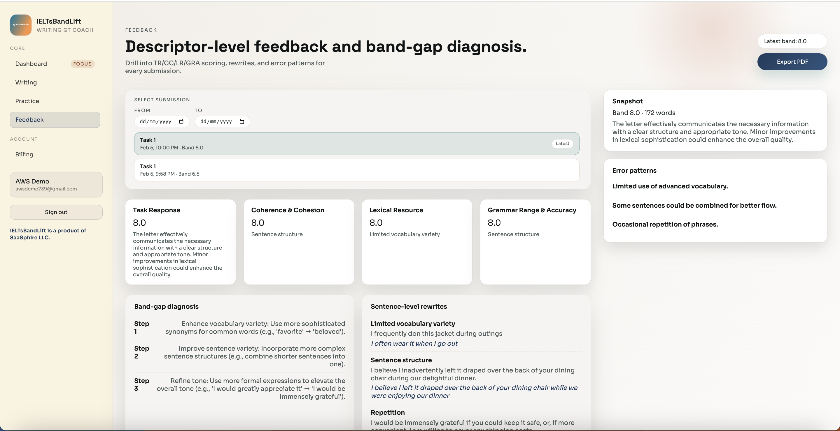 IELTsBandLift - Screenshot 5 showing product features and functionality