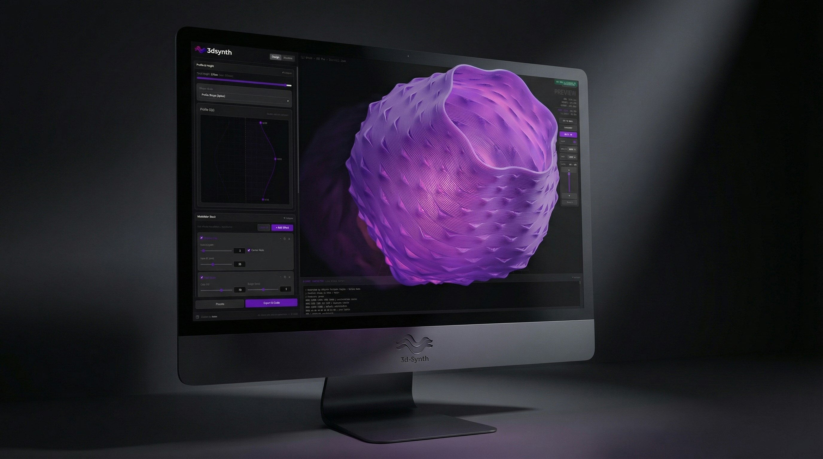 3dSynth.app - Main product screenshot demonstrating key features and user interface