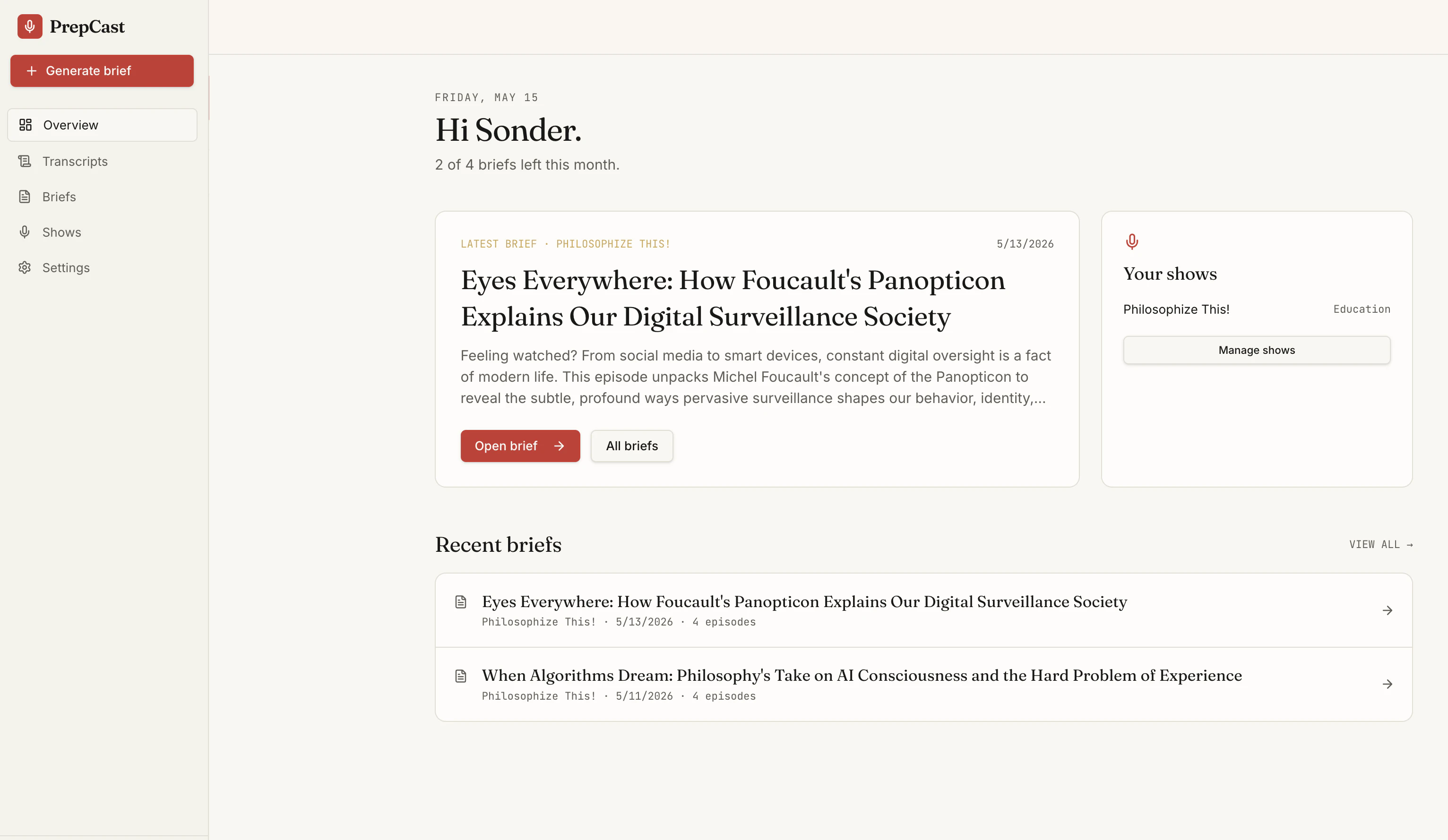 PrepCast screenshot 2