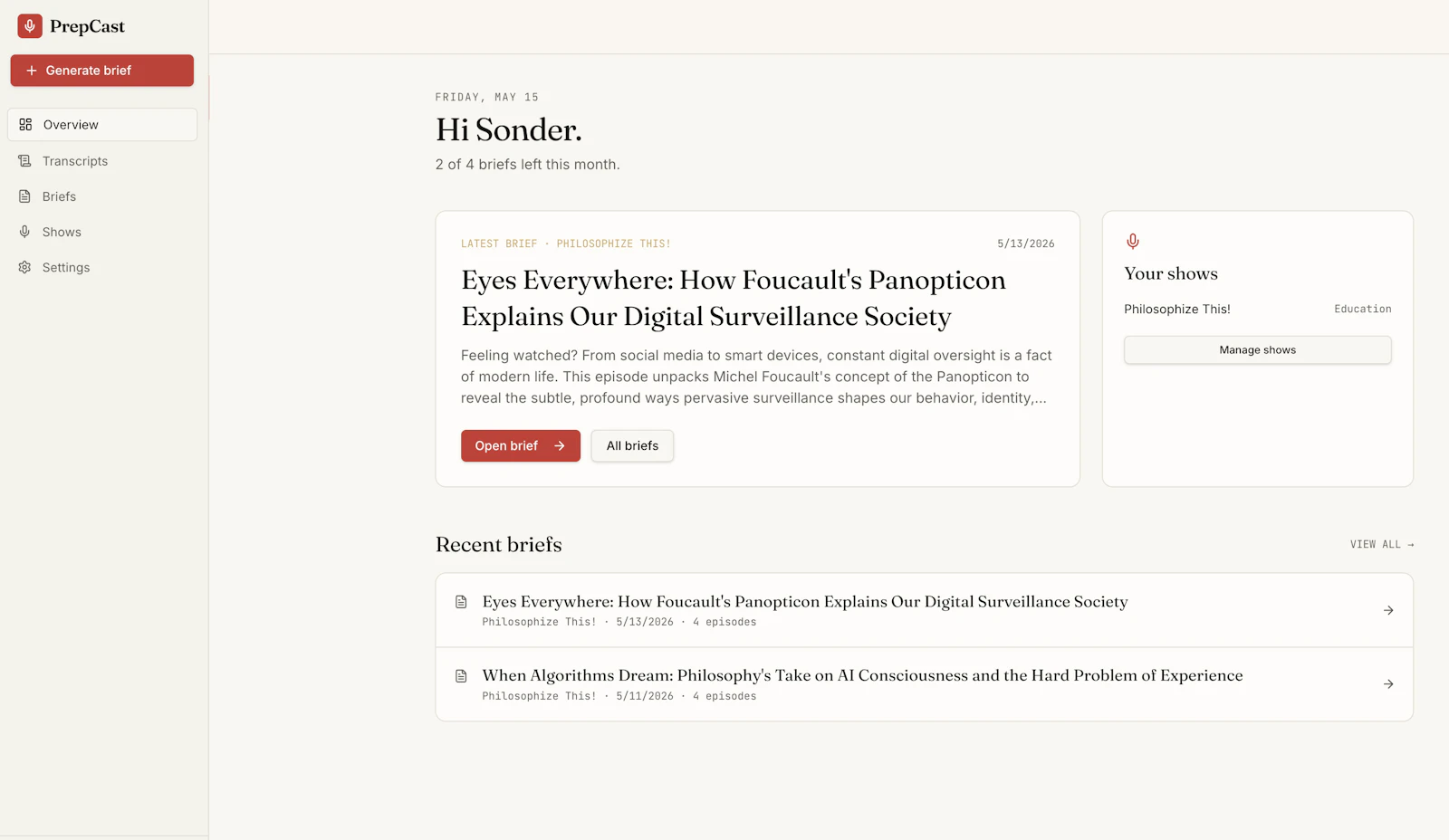 PrepCast screenshot 2