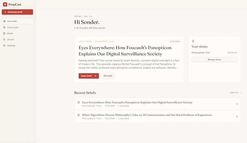 PrepCast screenshot 2