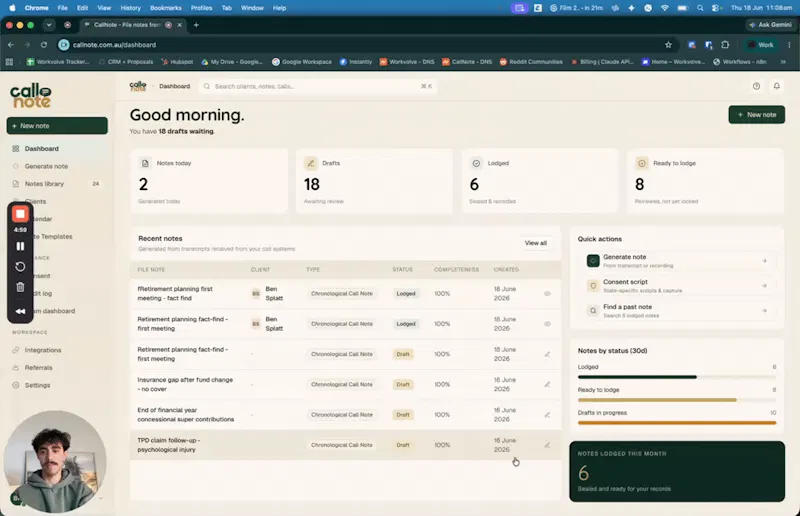 CallNote screenshot 1 (video preview)