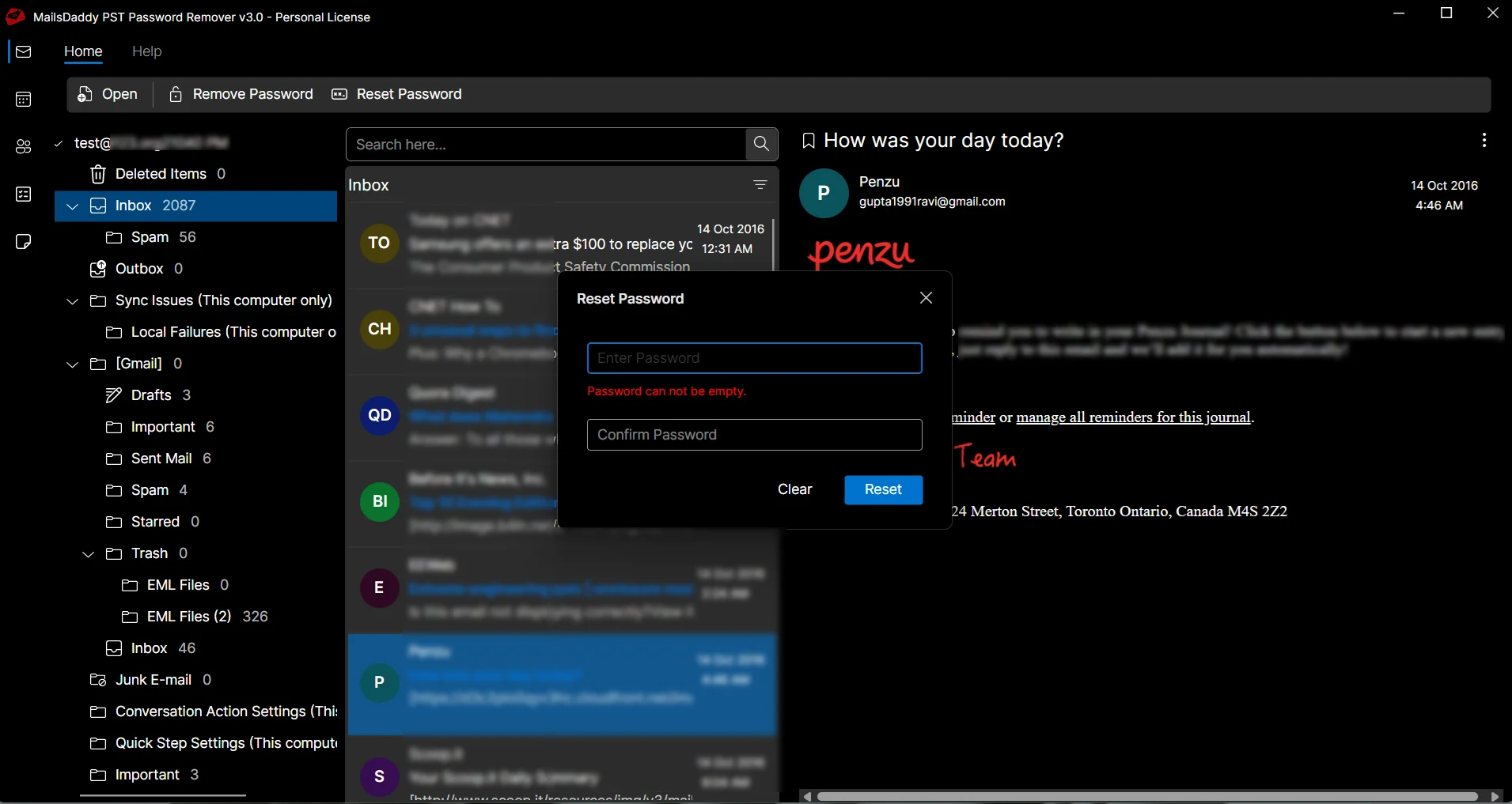 MailsDaddy PST Password Remover - Screenshot 3 showing product features and functionality