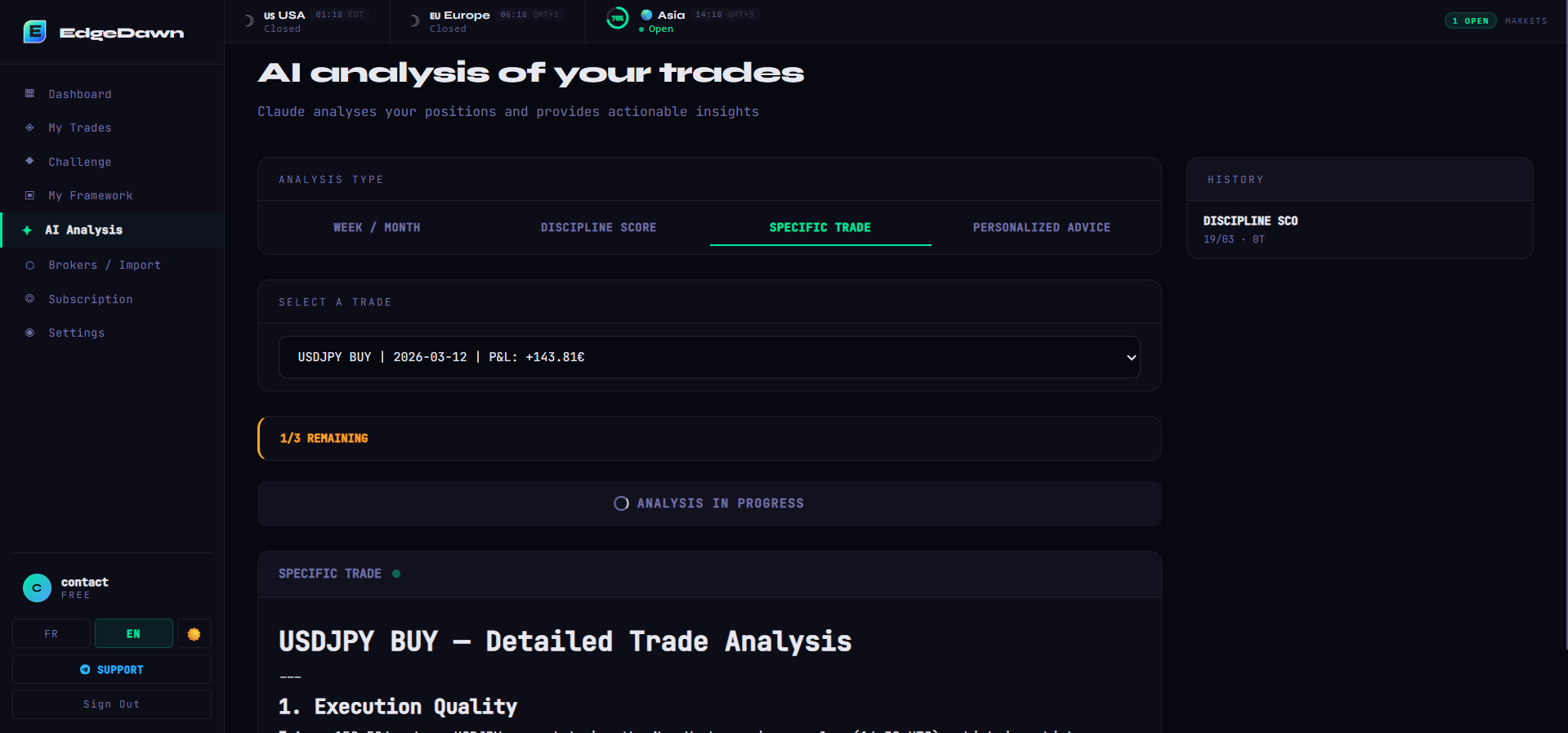 EdgeDawn - AI trading journal gallery image