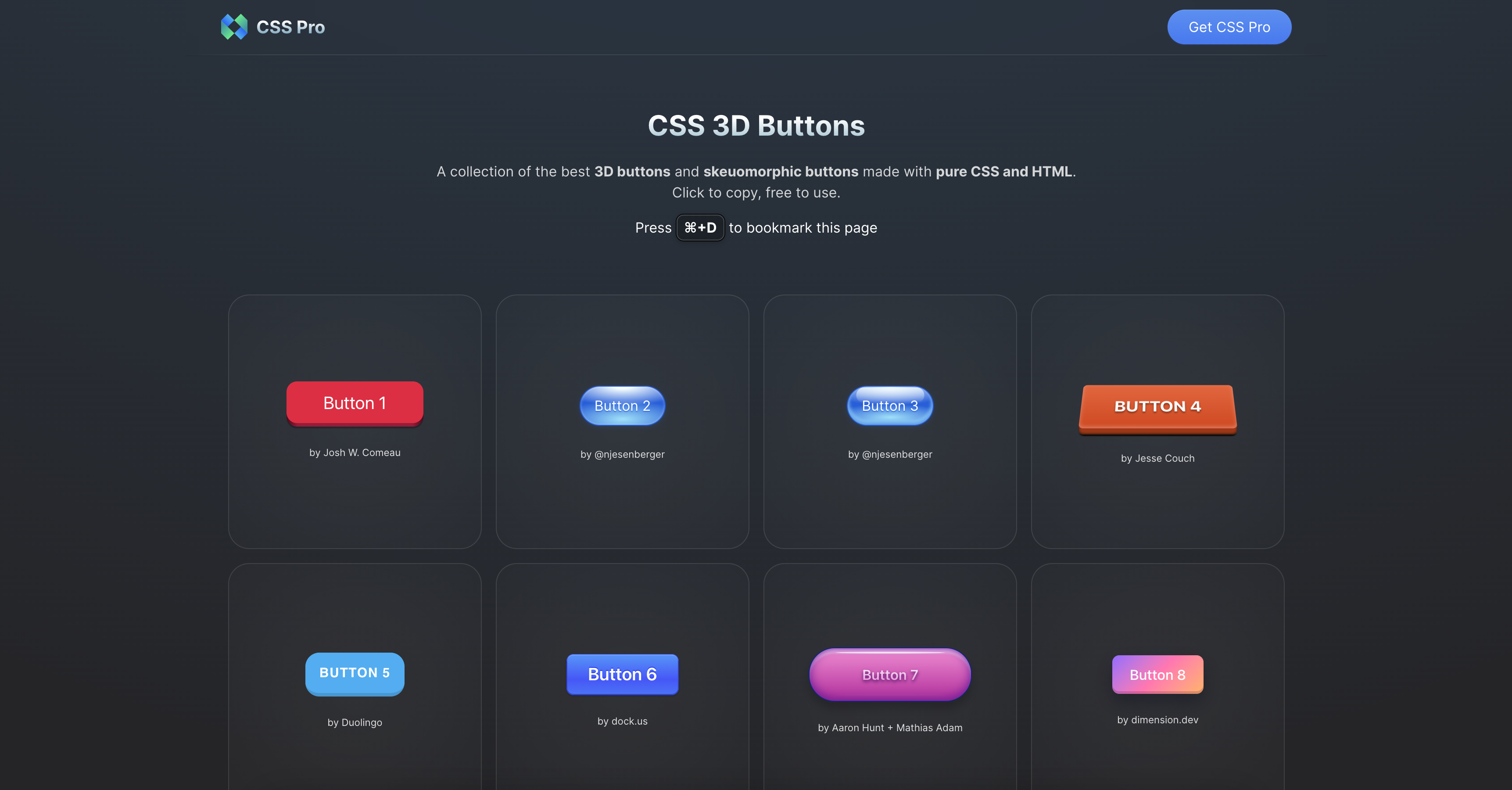 CSS 3D Buttons Collection by CSS Pro media 2