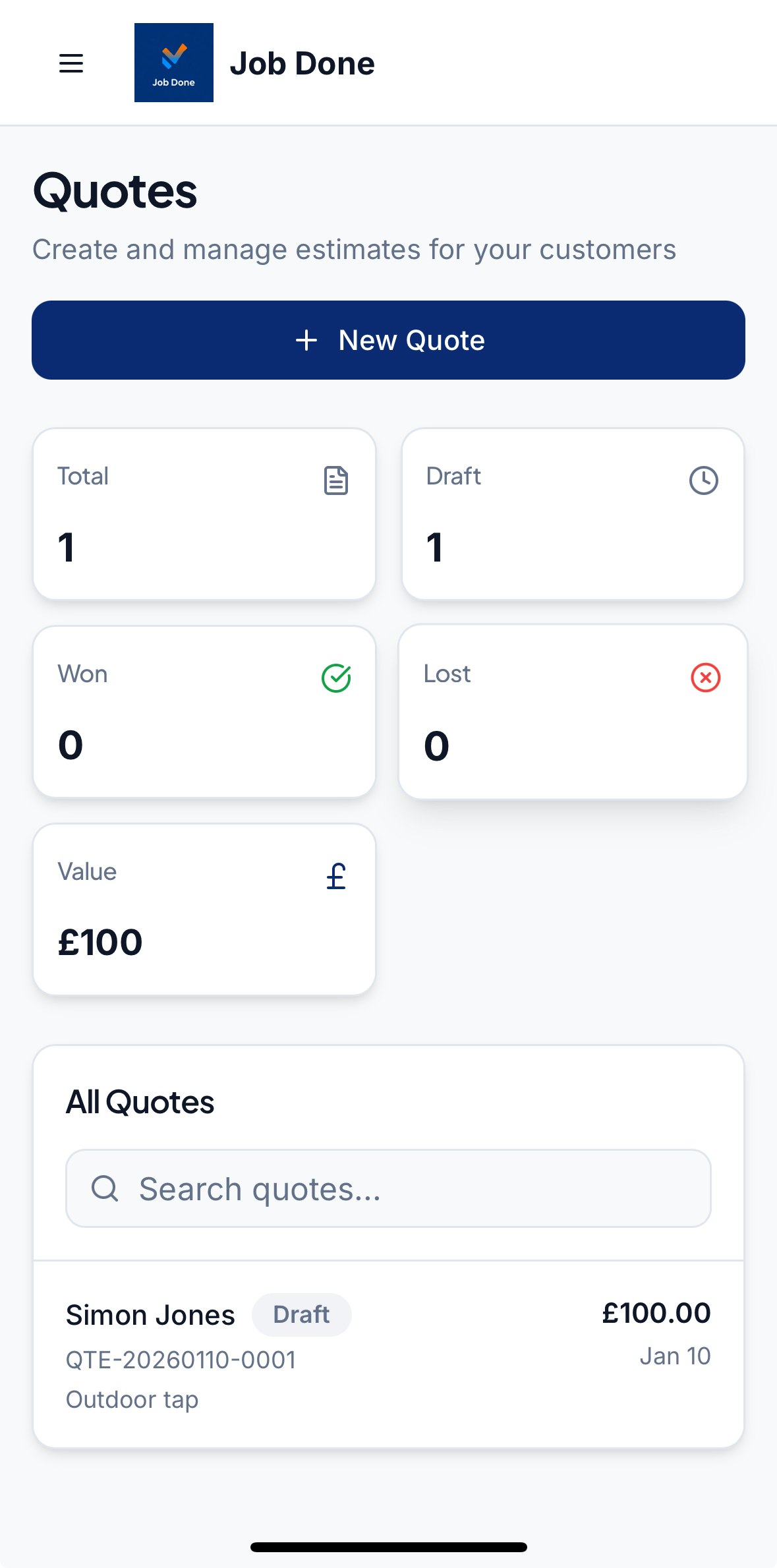Job Done - Screenshot 2 showing product features and functionality