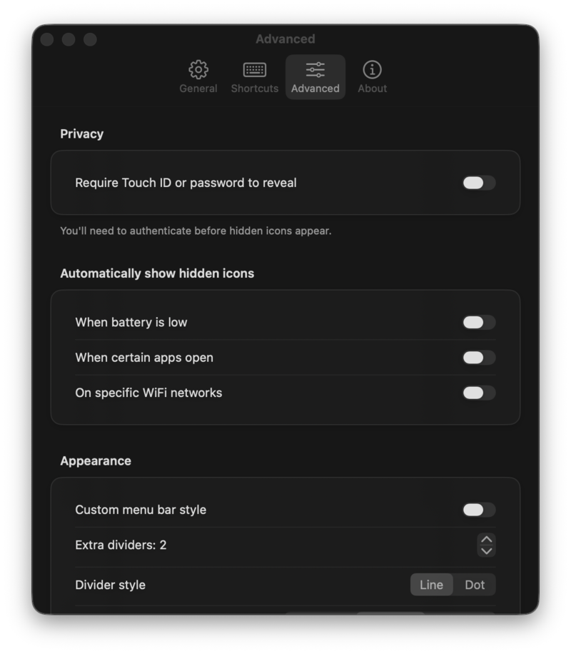 SaneBar - Screenshot 4 showing product features and functionality