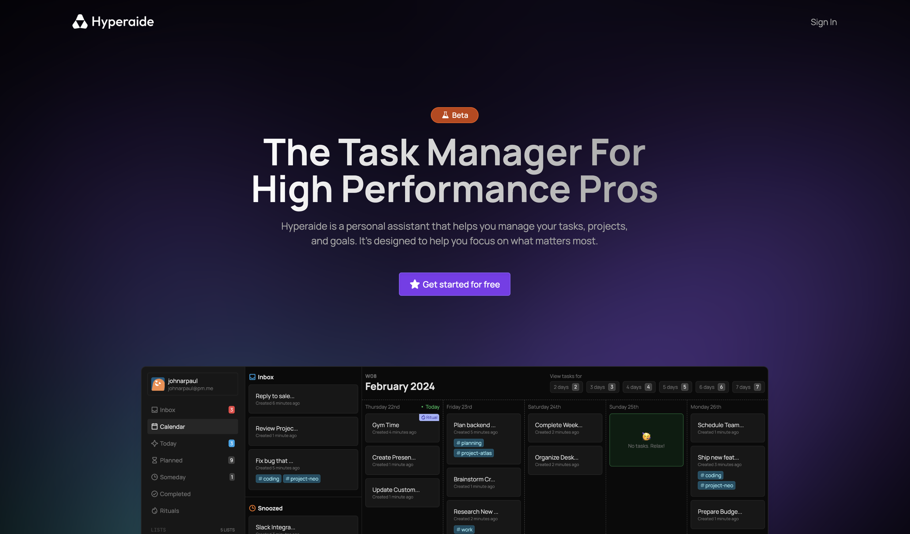 startuptile Hyperaide-Task manager for high performance pros