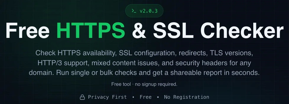 HTTPS Checker - Main product screenshot demonstrating key features and user interface