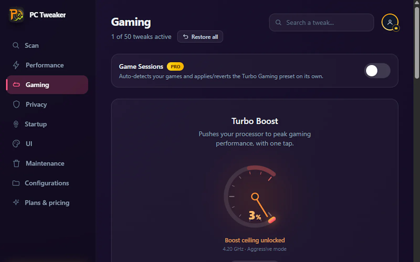 PC Tweaker — Every Millisecond Is Earned screenshot 3