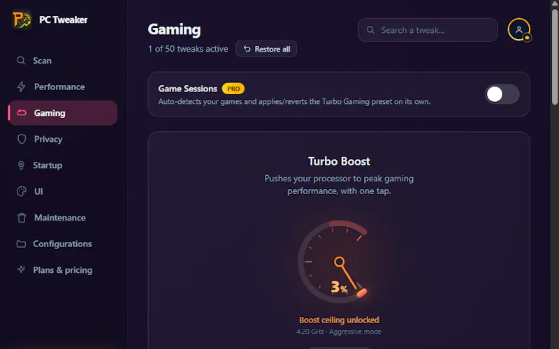 PC Tweaker — Every Millisecond Is Earned screenshot 3