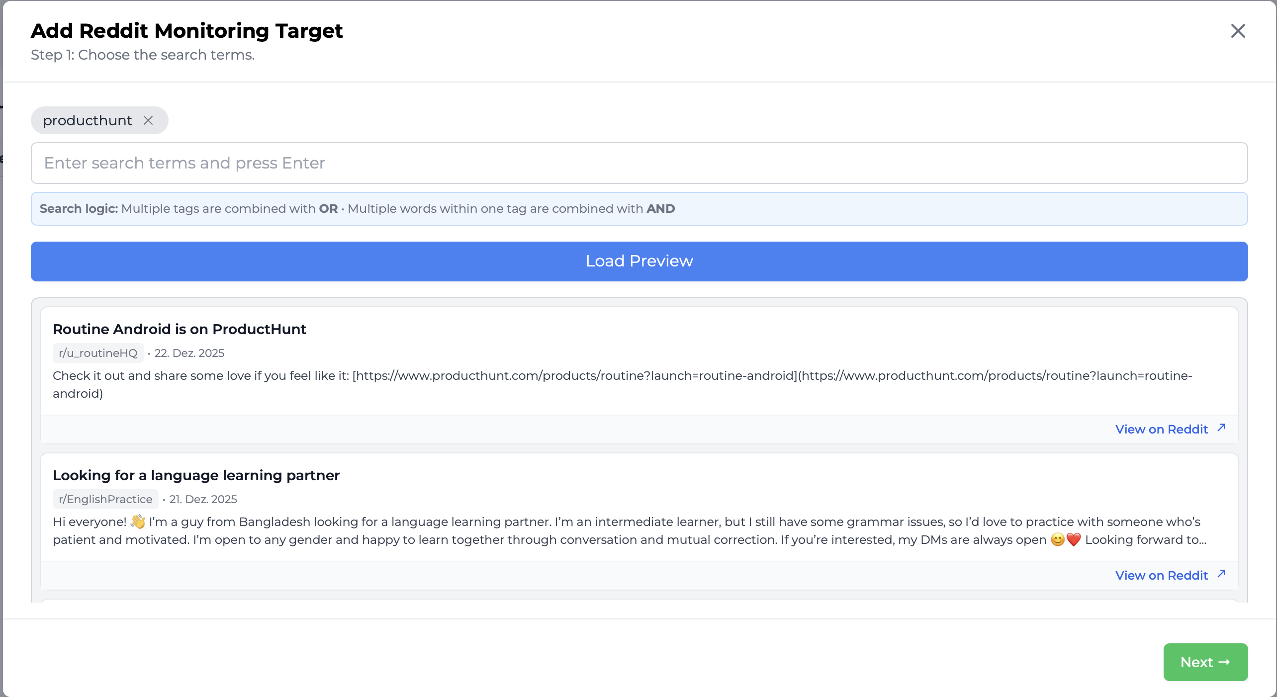 New feature: Reddit Monitoring gallery image