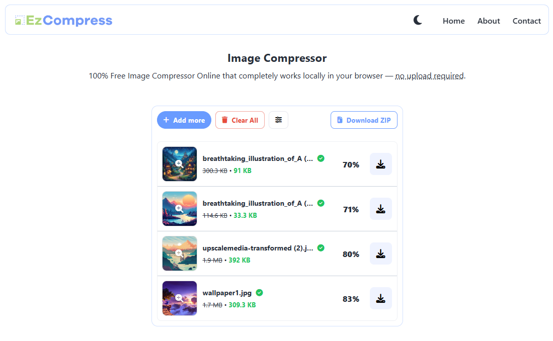 Free Image Compressor - EzCompress - Screenshot 3 showing product features and functionality