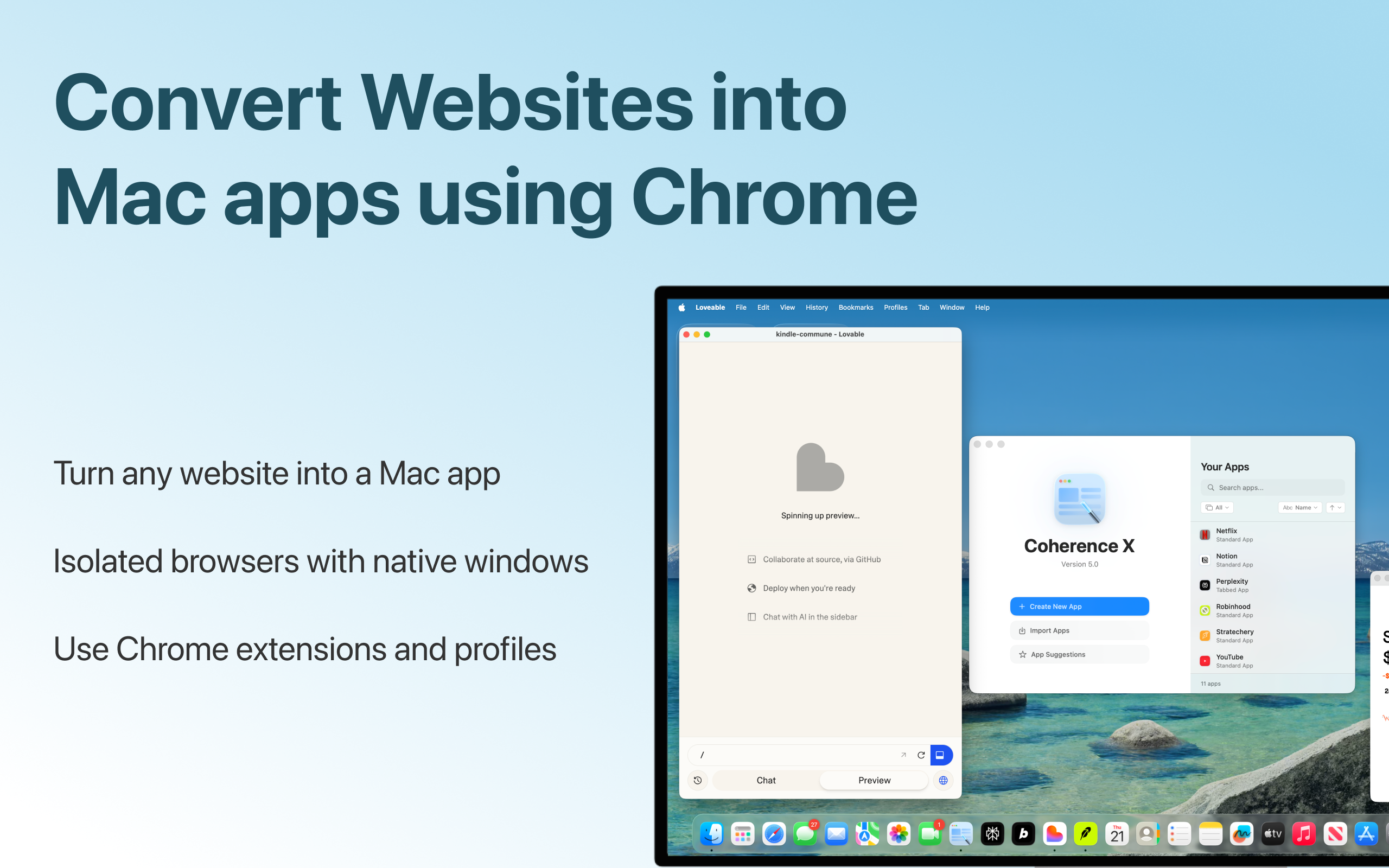 Média Cohérence x5 pour macOS - Transformez les sites Web en applications Mac isolées à l'aide de Chrome 1